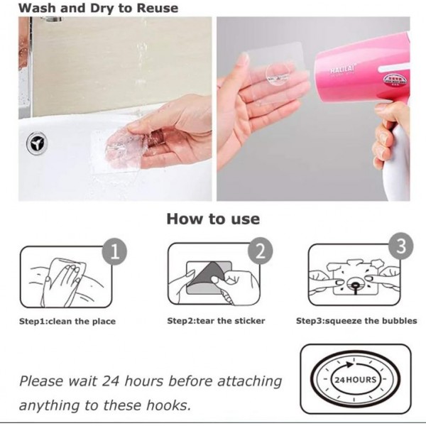 YIDE Adhesive Hooks,Transparent Seamless Stainless Steel Ultra Strong Wall Hooks for Kitchen Bathroom Ceiling Door Utility Hooks(12 PCS)