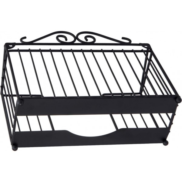 YIDE Modern Black Metal Wire Bathroom Folded Paper Towel Holder with Scrollwork Design, Wall Mounted or Tabletop Commercial Trifold Z-Fold Disposable Napkin Dispenser Rack