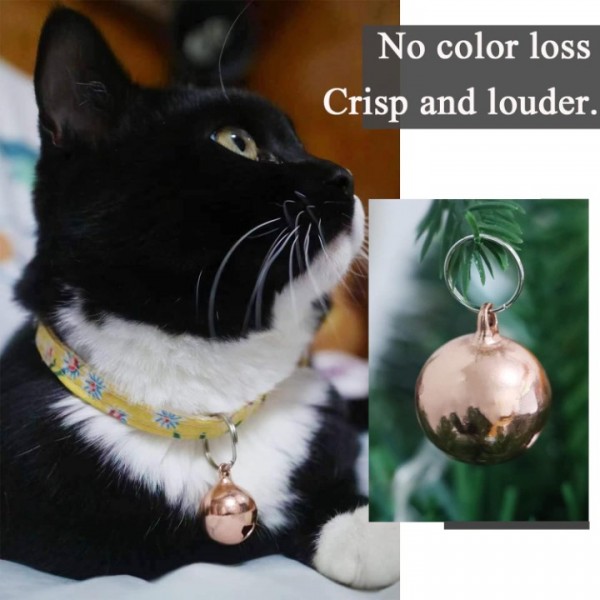 YIDE 4 Pack Cat & Dog Copper Bells - Pet Tracker Training | Pet Collar Accessories | Save Birds & Wildlife(Small)