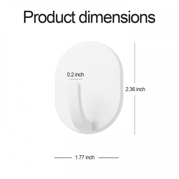 YIDE  Wall Hooks, Quick Stick Adhesive, Removeable, 4 Wall Hooks, Hang Decorations Without Damaging Walls, up to 10lbs., White