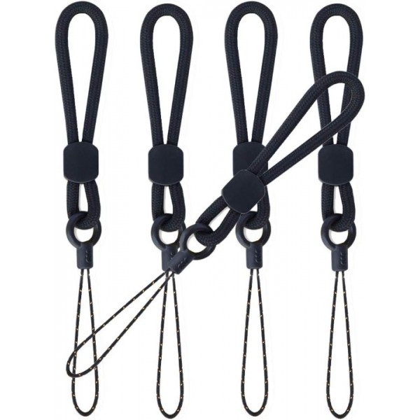 YIDE Ring Lanyards Black Finger Strap 5 Pack Short Rope Small Lanyard,For Phone Cases Keys Keychain USB Flash Drive CellPhone iPod ID Card Badge Camera